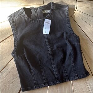 Abercrombie Black Denim Sleeveless Vest XS